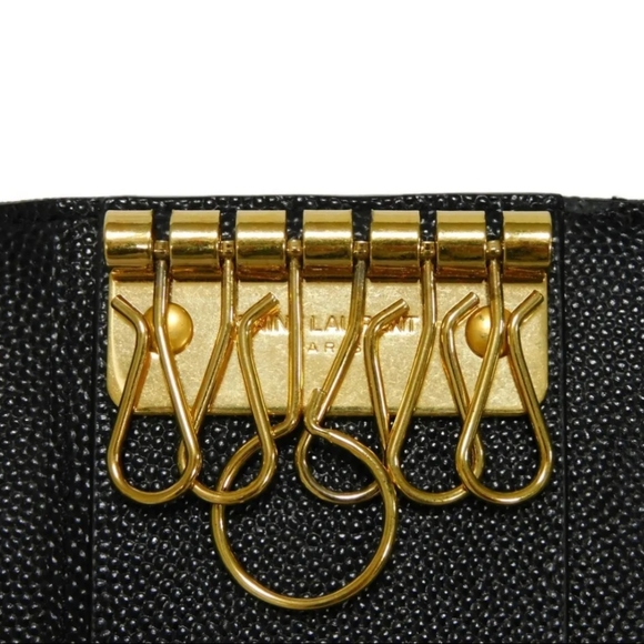 RARE!!! YSL SAINT LAURENT 6 KEYS MONOGRAM CAVIAR HOLDER WALLET - Picture 11 of 16